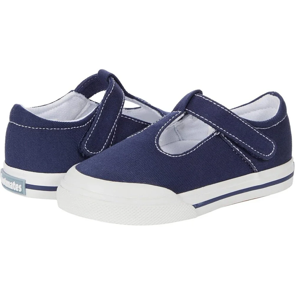 FootMates Drew V102-410 Sneaker Girls US 9 W Navy Round Toe Comfort Shoes DAB338
